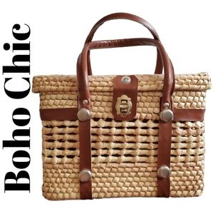 Rattan handwoven handbag